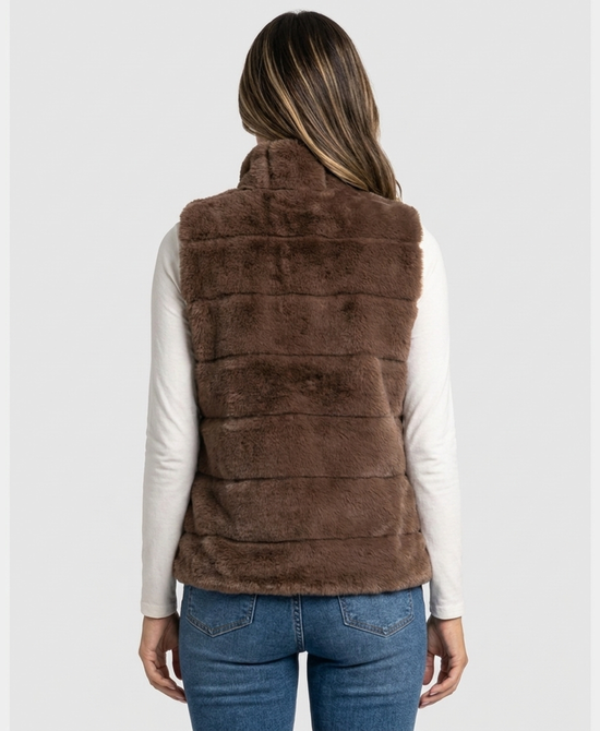 
Faux Fur Vest in LIGHT BRWON view 2