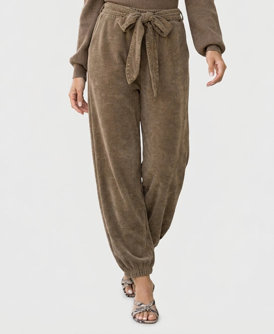 
Chenille Knit Jogger Pants in TAUPE view 1