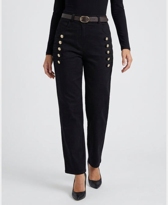 
Faux Suede Military Pants in BLACK view 1