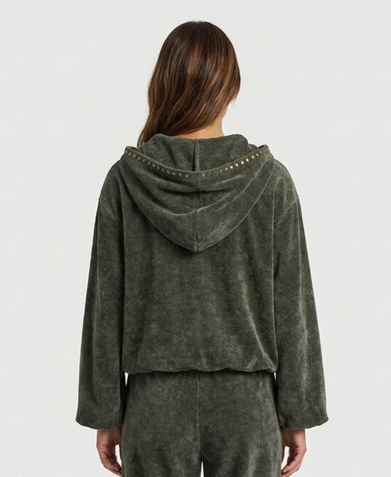 
Chenille Knit Zip Up in OLIVE view 2