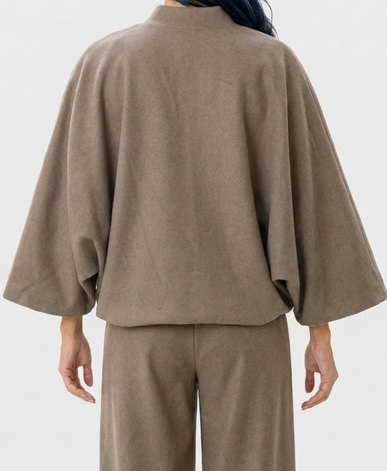 
Bubble Sleeve Bomber Jacket in Taupe view 2