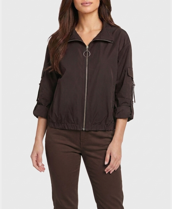 
Jacket w/ Roll Tab Sleeves in BROWN view 1
