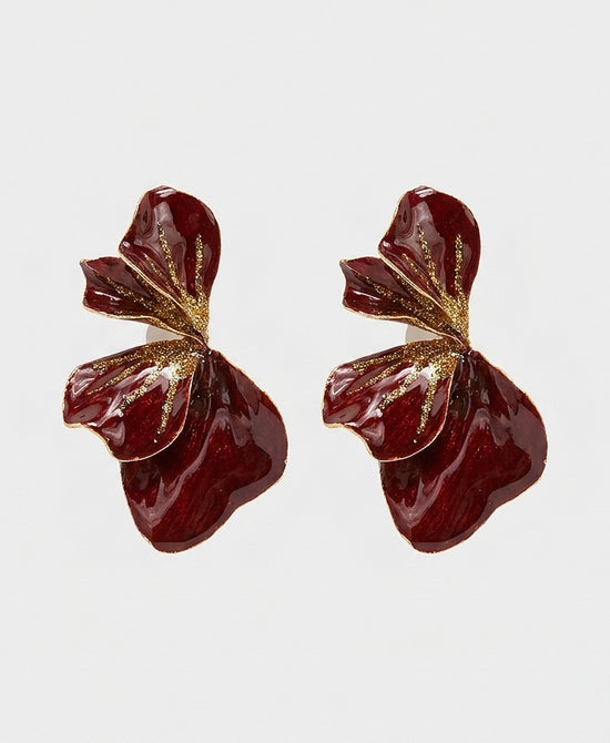 
Petal Drop Earrings in PLUM/GOLD view 2
