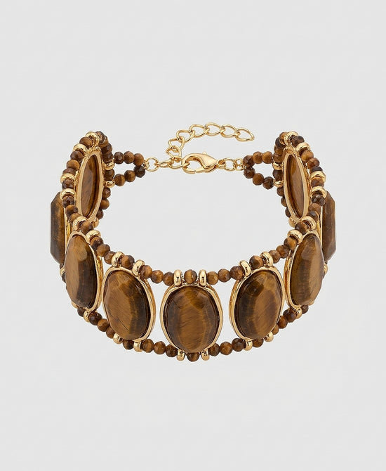 
Oval Stone Beaded Bracelet in BROWN view 2