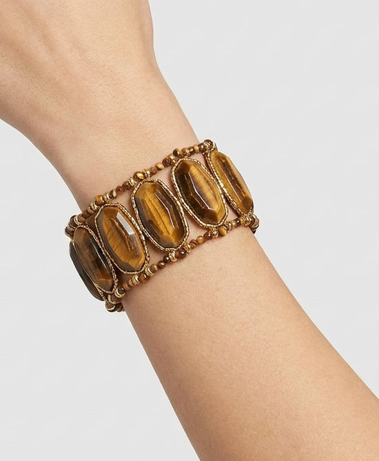 
Oval Stone Beaded Bracelet in BROWN view 1