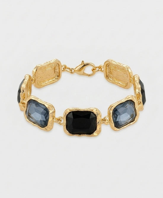 
Rectangle Stone Bracelet in BLACK/BLUE/GOLD view 2