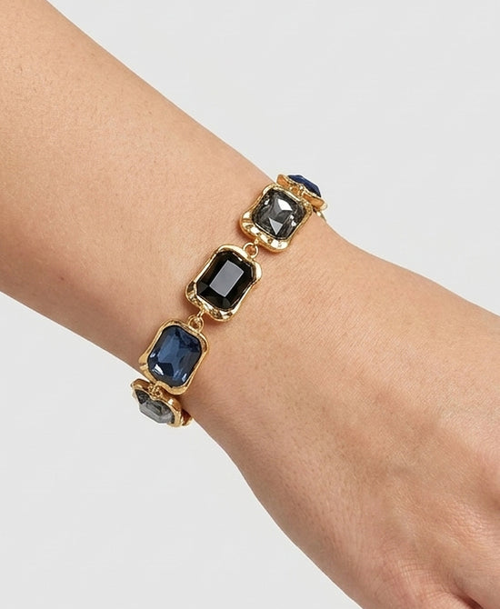 
Rectangle Stone Bracelet in BLACK/BLUE/GOLD view 1