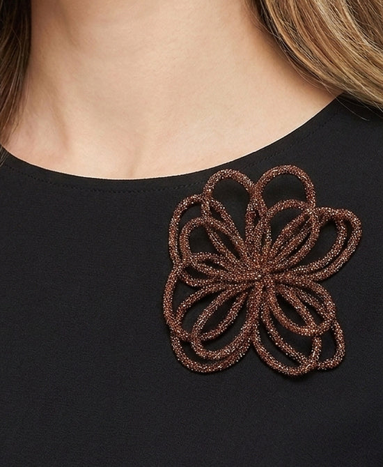 
Crystal Flower Brooch/Hairclip in BROWN view 2