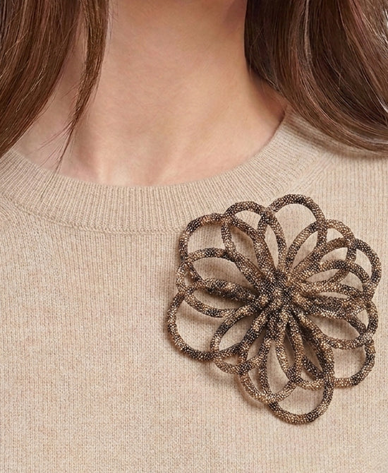 
Leopard Print Crystal Flower Brooch/Hairclip in LEOPARD view 2