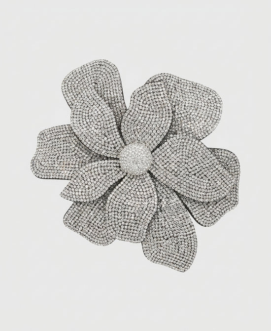 
Crystal Flower Brooch/Hairclip in SILVER view 1