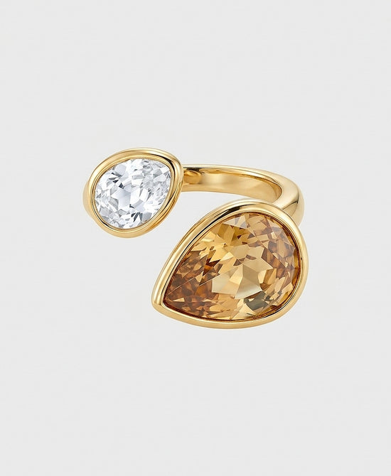 
Pear Double Stone Ring in GOLD/CLEAR view 2