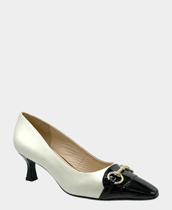 
Leather Pump w/ Metal Detail in LATTE/BLACK view 1