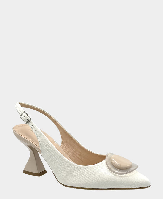 
Textured Leather Slingback Pump in WHITE/NUDE view 1