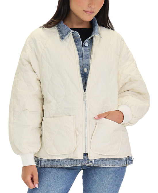 Quilted Jacket w/ Denim Trim view 