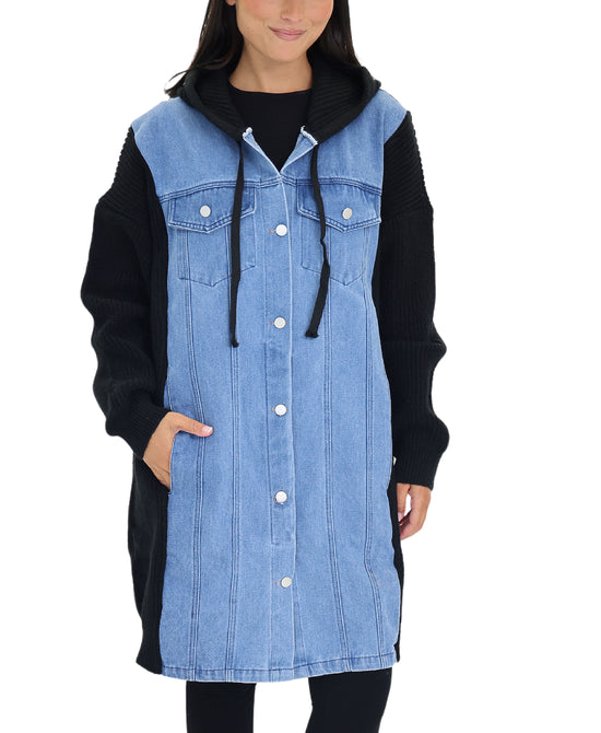 Denim Trim Jacket w/ Hood view 