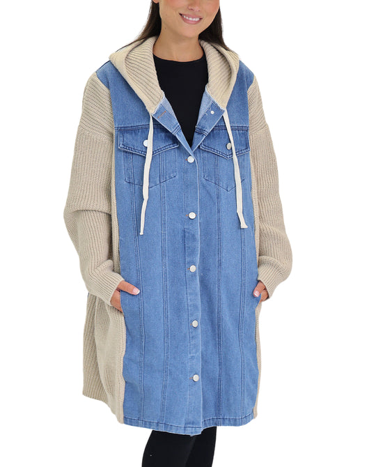 Denim Trim Jacket w/ Hood view 