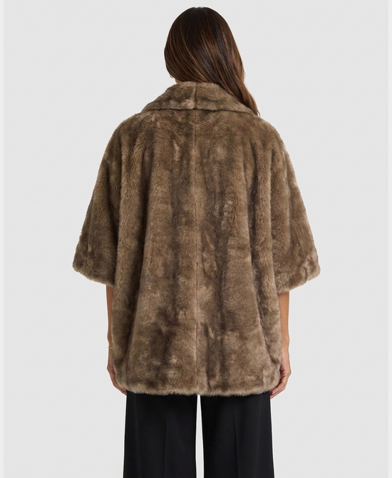 
Oversized Faux Fur Cape in TAUPE view 2