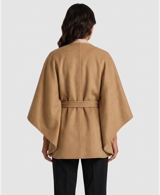 
Wool Blend Cape w/ Belt in CAMEL view 2