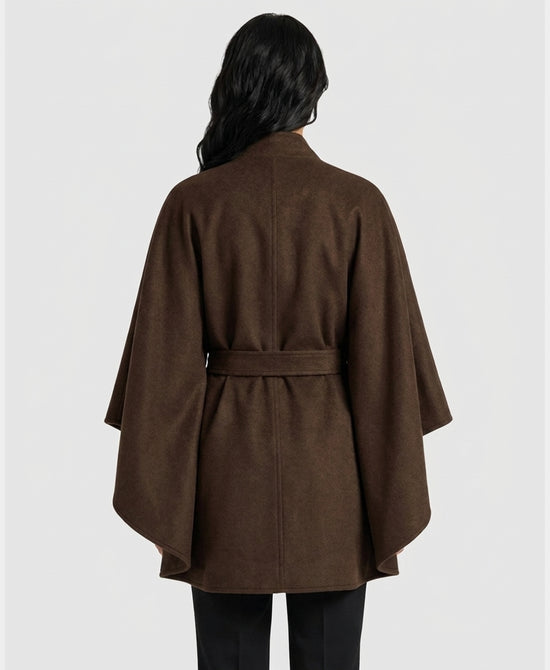 
Wool Blend Cape w/ Belt in BROWN view 2