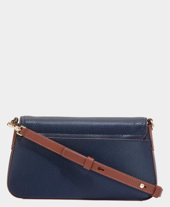 
Leather Shoulder Bag in NAVY/TAN view 2