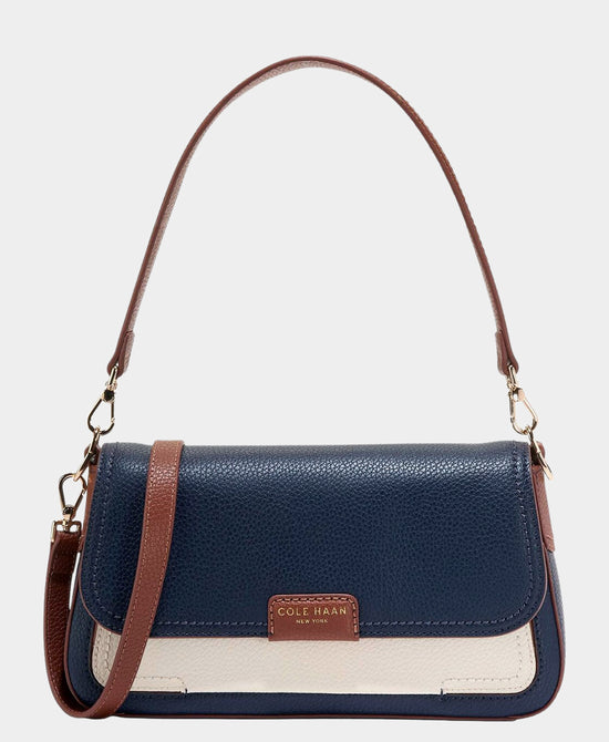 
Leather Shoulder Bag in NAVY/TAN view 1