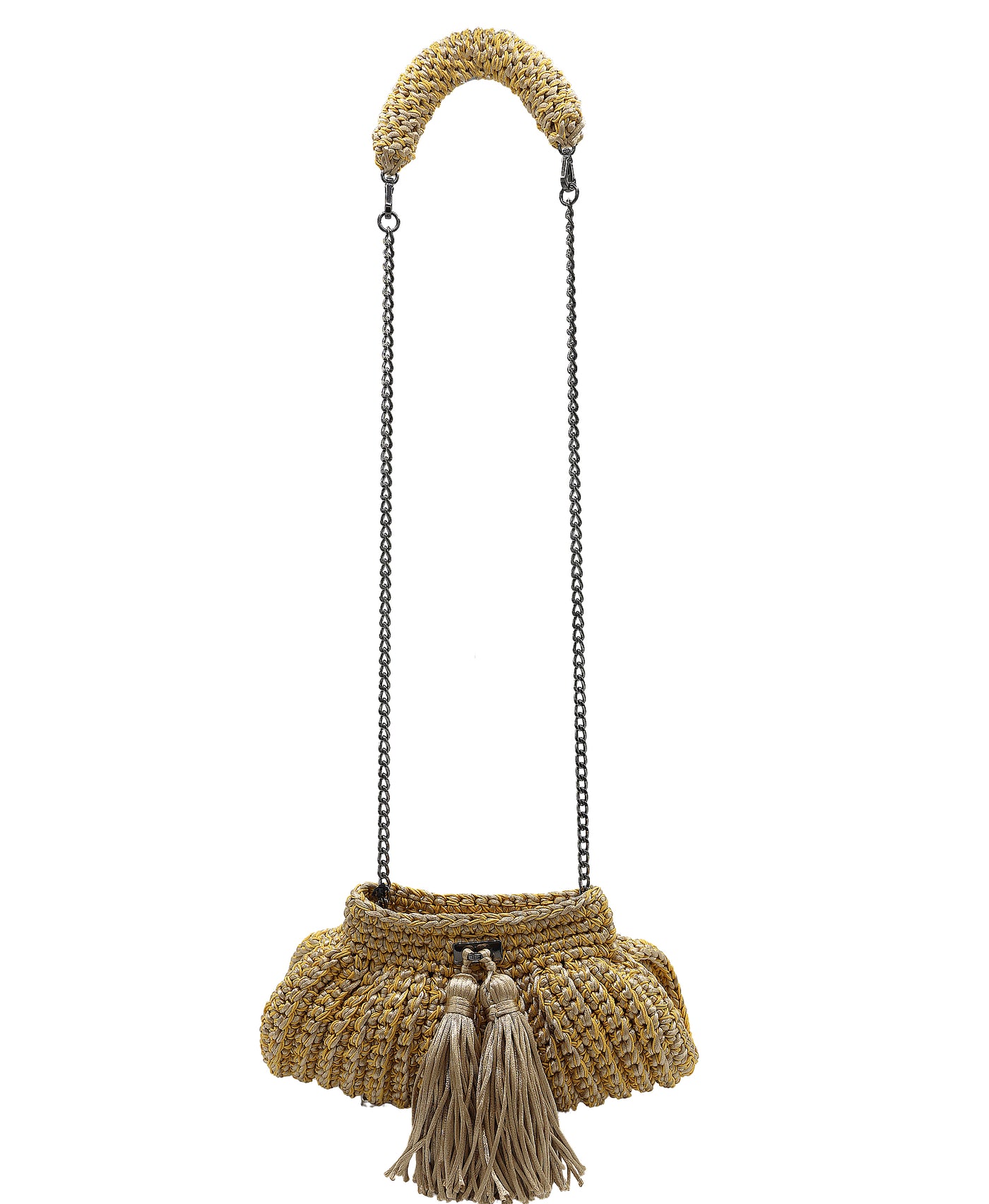 Mini Crochet Clutch/Crossbody Bag w/ Tassels view 2