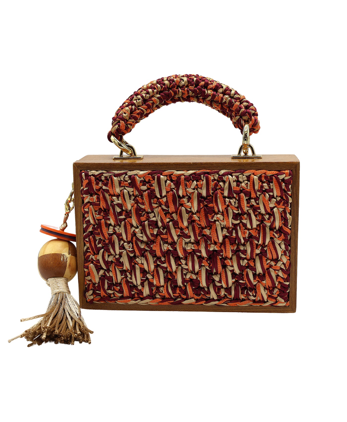 Wooden Crochet Handbag w/ Charm view 1