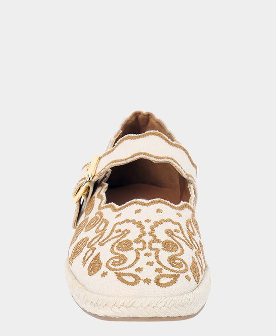 
Embroidered Sealife Mary Jane Flat in TAN view 2