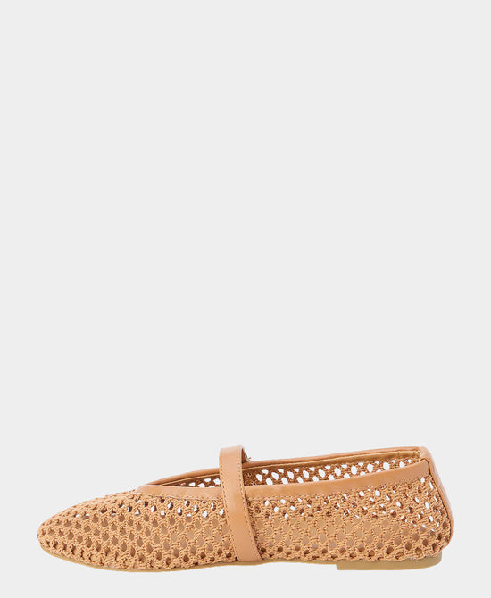 
Crochet Mary Jane Ballet Flat in TAN view 2