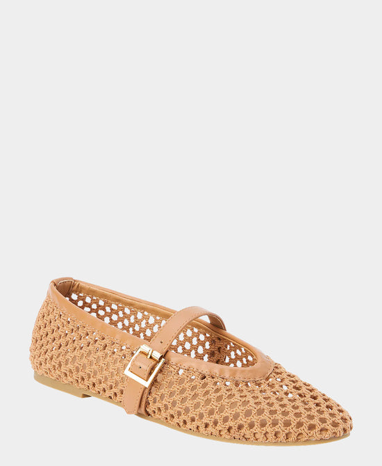 
Crochet Mary Jane Ballet Flat in TAN view 1