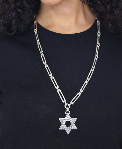 Star Of David Paperclip Pendant Necklace image 1