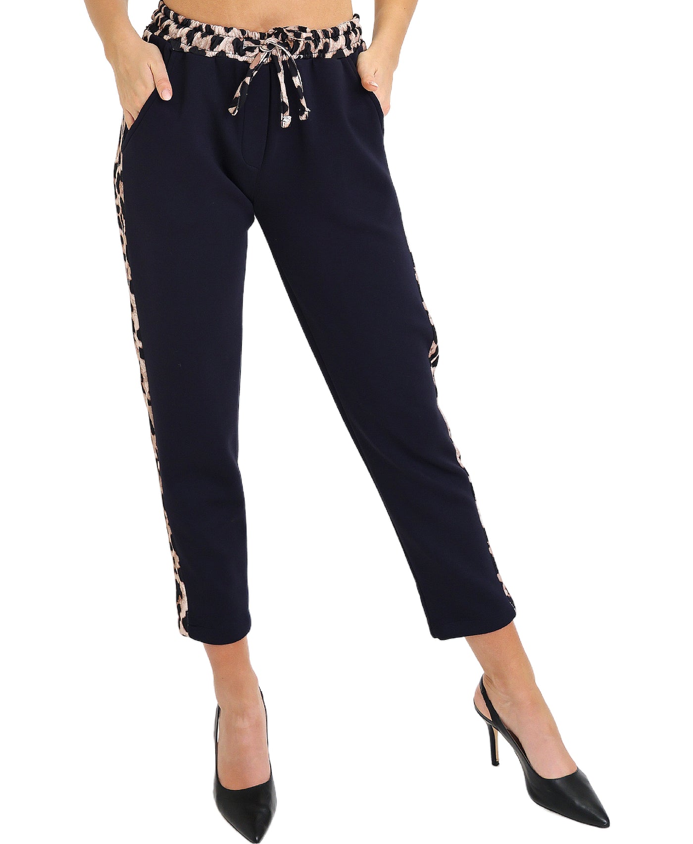 Pants w/ Leopard Print Trim view 1