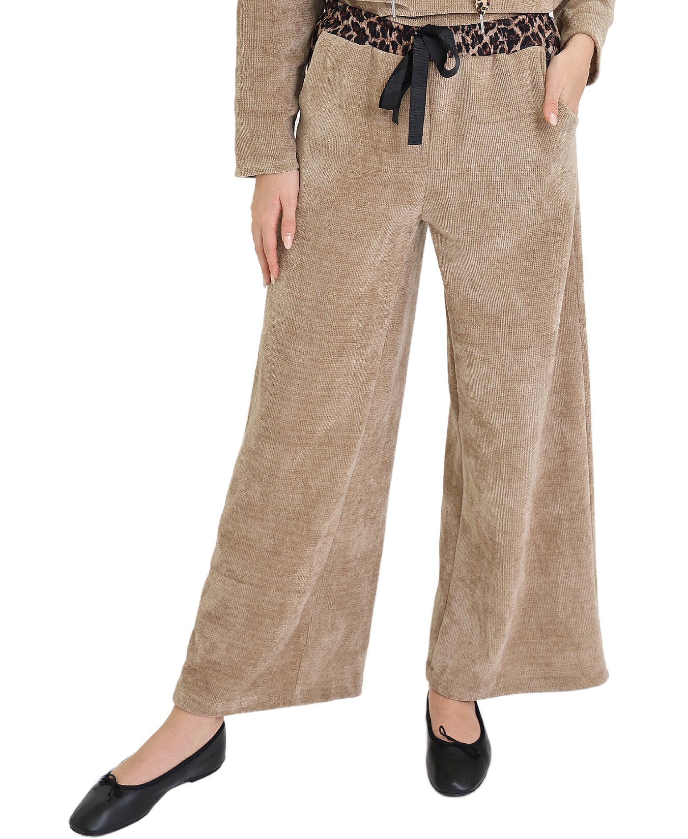 Velour Pants w/ Leopard Trim view 1