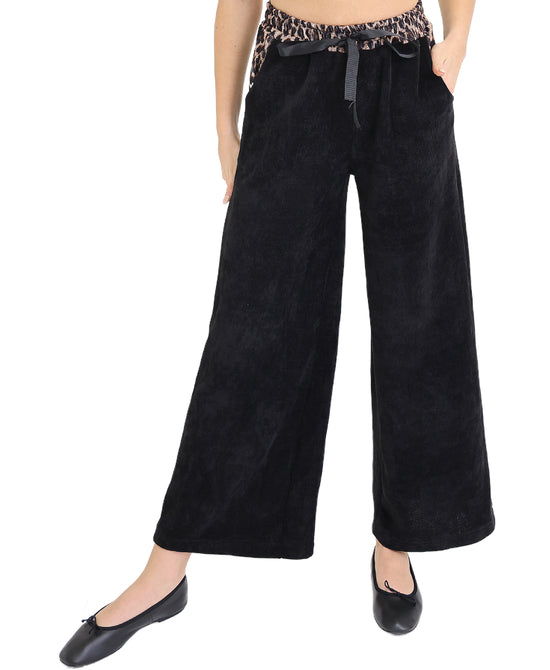 Velour Pants w/ Leopard Trim view 