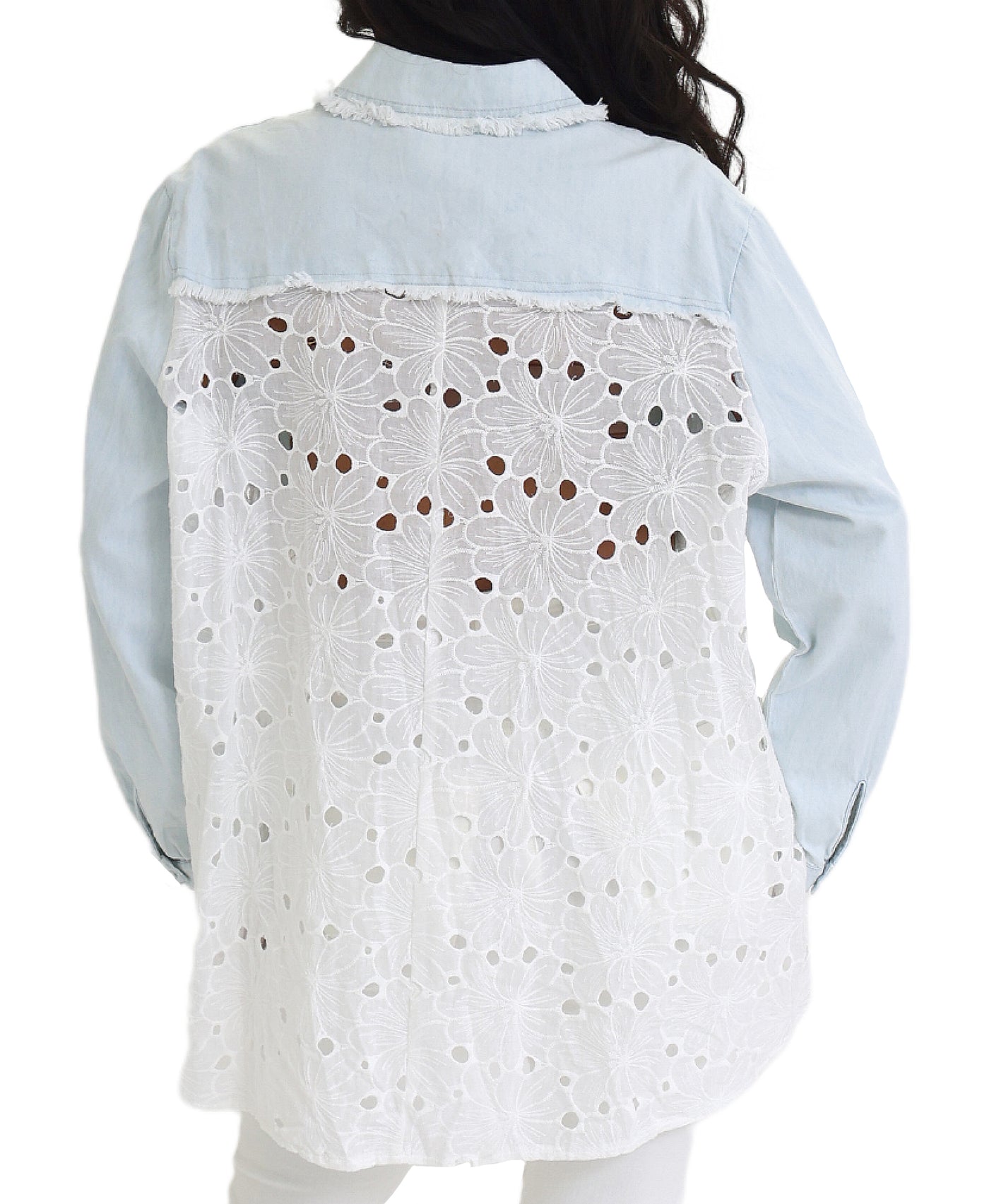 Denim Shirt w/ Eyelet Back view 2