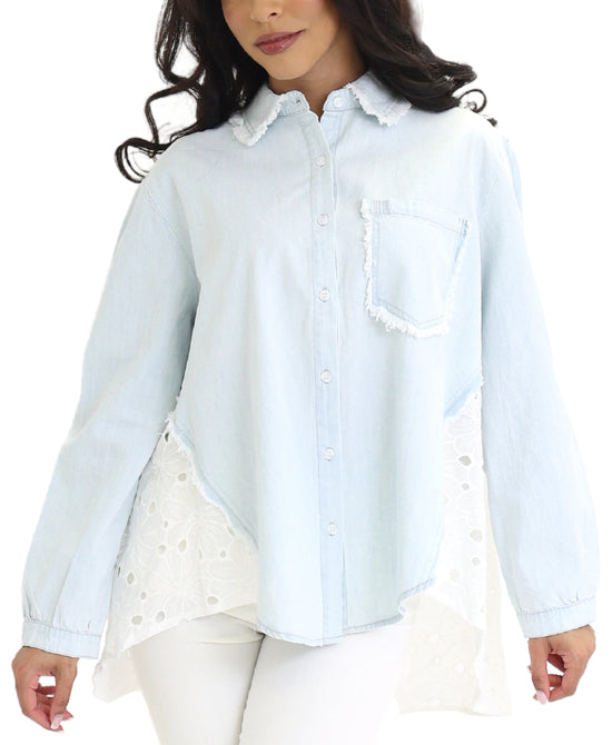 Denim Shirt w/ Eyelet Back view 