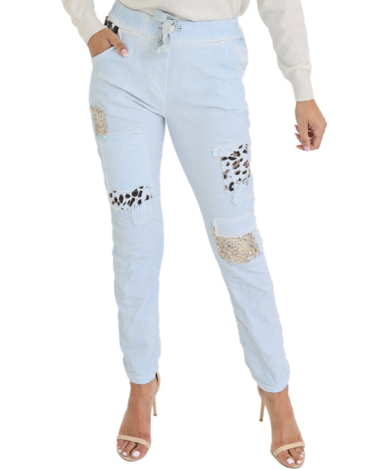 Pants w/ Animal Print & Sequin Patches view 