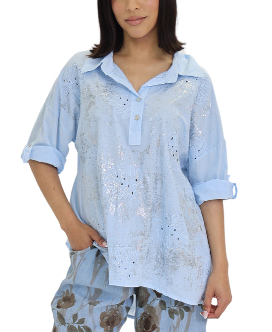 Leaf Embroidered Foil Top view 