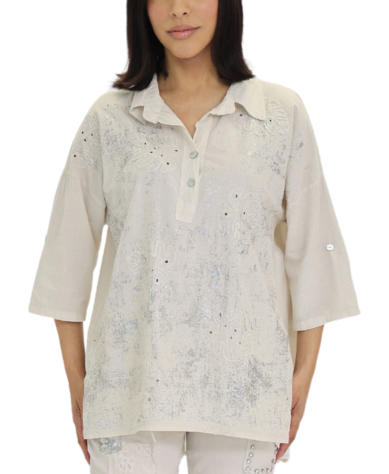 Leaf Embroidered Foil Top view 