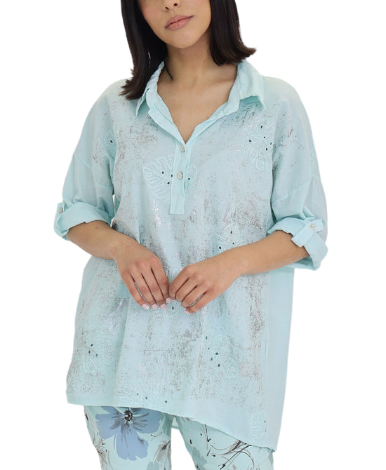 Leaf Embroidered Foil Top view 
