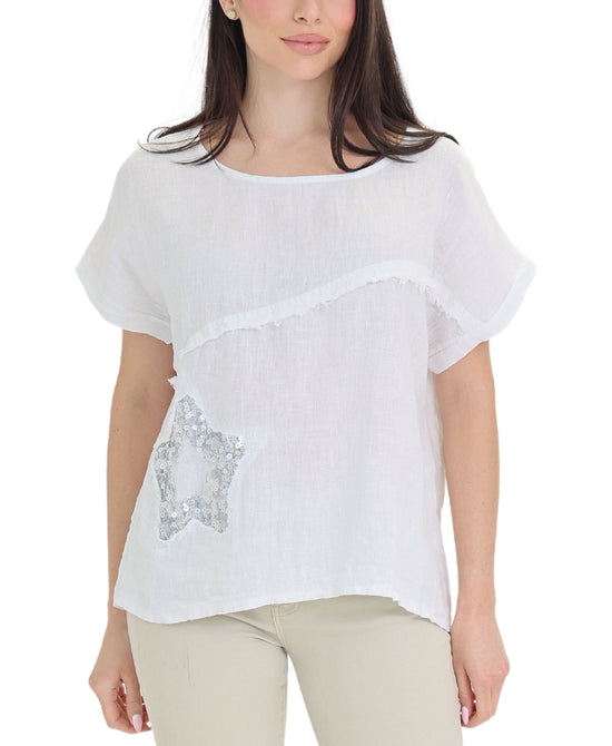 Linen Top w/ Sequin Star view 