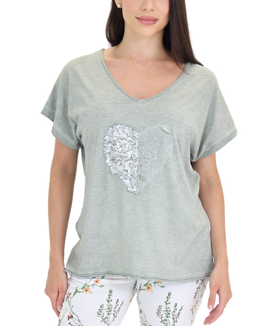 Sequin & Lace Heart Tee view 