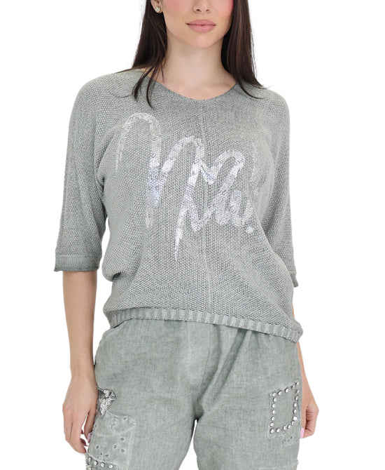 Metallic Heart Knit Top view 