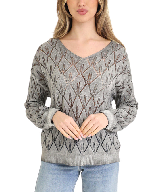 Knit Top w/ Open Weave Detail view 