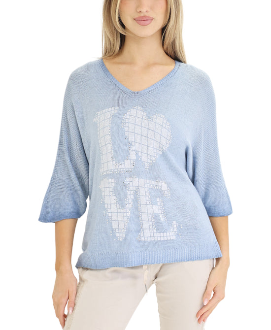 'LOVE' Knit Top w/ Rhinestones view 