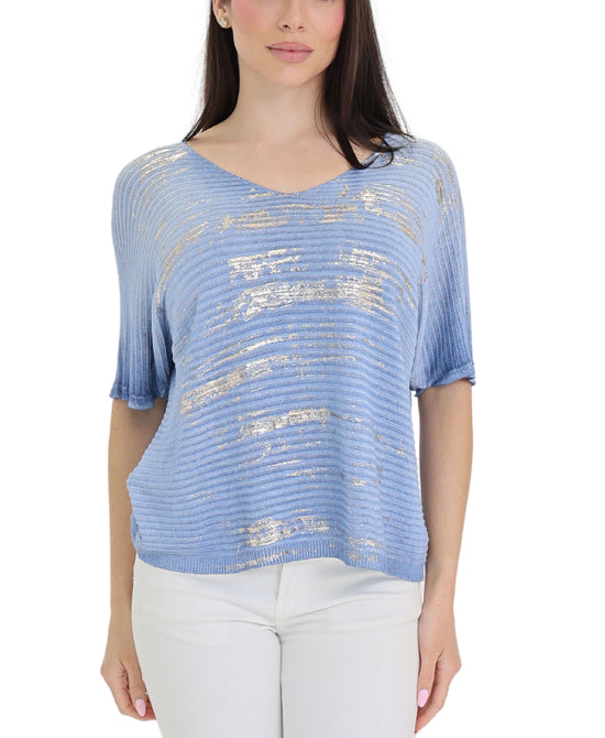 Ribbed Knit Top w/ Foil view 