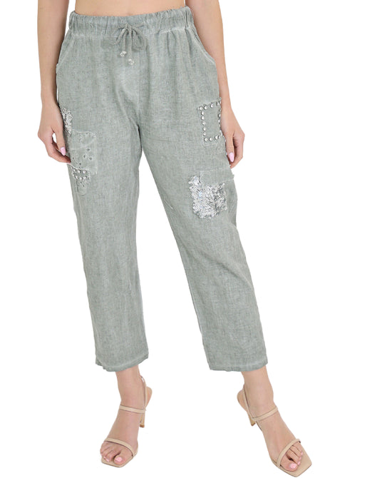 Linen Pants w/ Sequins view 