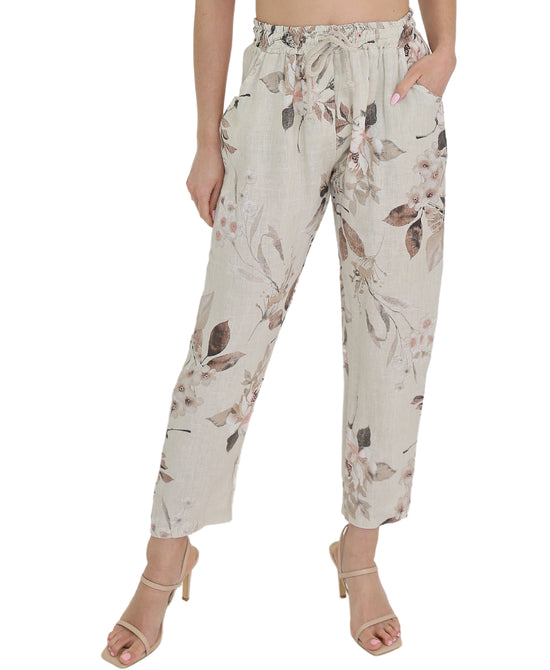 Linen Floral Print Pants view 