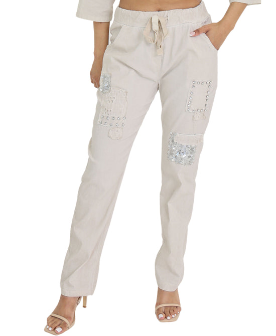 Pants w/ Sequins & Rhinestones view 