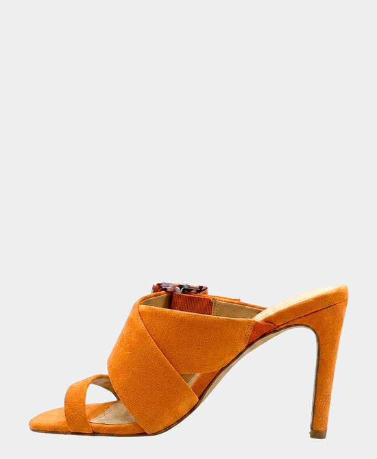 
Suede Buckle Heeled Sandal in ORANGE view 2